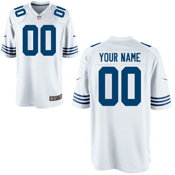 Men Indianapolis Colts Custom White Throwback Game NFL Jersey->->Custom Jersey